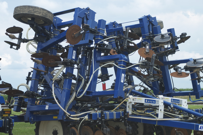 BIGGER IS BETTER. After starting with a 12-row DMI strip-till rig, J.T. Hayes moved to a 16-row DMI unit and then 2 years ago started using a 24-row Thurston Mfg./Blu-Jet unit to cover more acres in less time and take advantage of optimal conditions in the fall to build his strips.